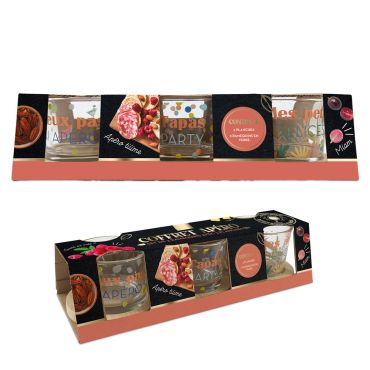 Coffret Apéro avec 3 ramequins en verre décorés et 3 planches à tapas en bois | jourdefete.com Coffret Apéro avec 3 ramequins en verre décorés et 3 planches à tapas en bois | jourdefete.com