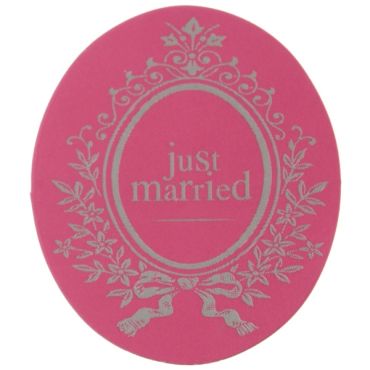 Sticker Just Married fushia Sticker Just Married fushia