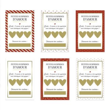 6 Cartes à Gratter pour la Saint-Valentin - Petites Surprises d'Amour | jourdefete.com