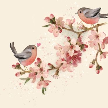 Serviettes motif oiseaux et fleurs bucoliques | jourdefete.com