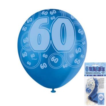 Ballons Anniversaire "Glitz" Bleus - 60 ans Ballons Anniversaire "Glitz" Bleus - 60 ans