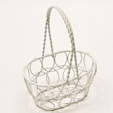 Panier Décoratif en Métal - Blanc