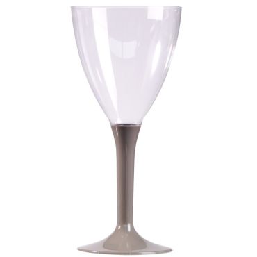 10 Verres à Vin Plastique Pied Gris 10 Verres à Vin Plastique Pied Gris