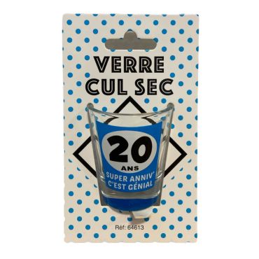 Verre shooter cul sec anniversaire bleu âge 20 ans Verre shooter cul sec anniversaire bleu âge 20 ans