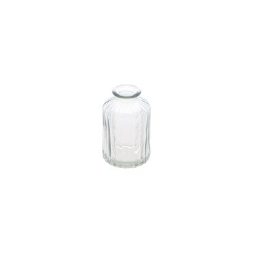 Vase en verre transparent avec rainures