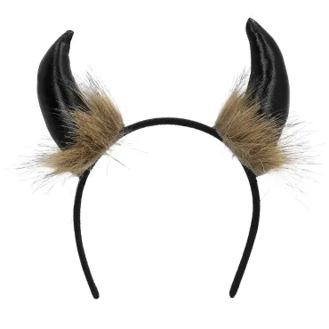 Serre-tête Viking avec cornes noires et fourrure | jourdefete.com