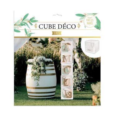 Cube décoratif blanc - 30 x 30 cm - Vive les mariés | jourdefete.com Cube décoratif blanc - 30 x 30 cm - Vive les mariés | jourdefete.com