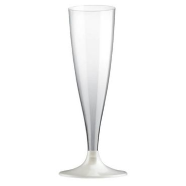 10 Flûtes à Champagne en Plastique - Blanc Perlé | jourdefete.com