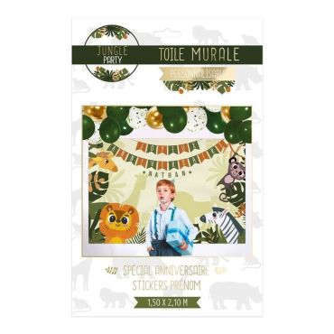 Une toile murale personnalisable pour la jungle avec des stickers pour prénom | jourdefete.com Une toile murale personnalisable pour la jungle avec des stickers pour prénom | jourdefete.com